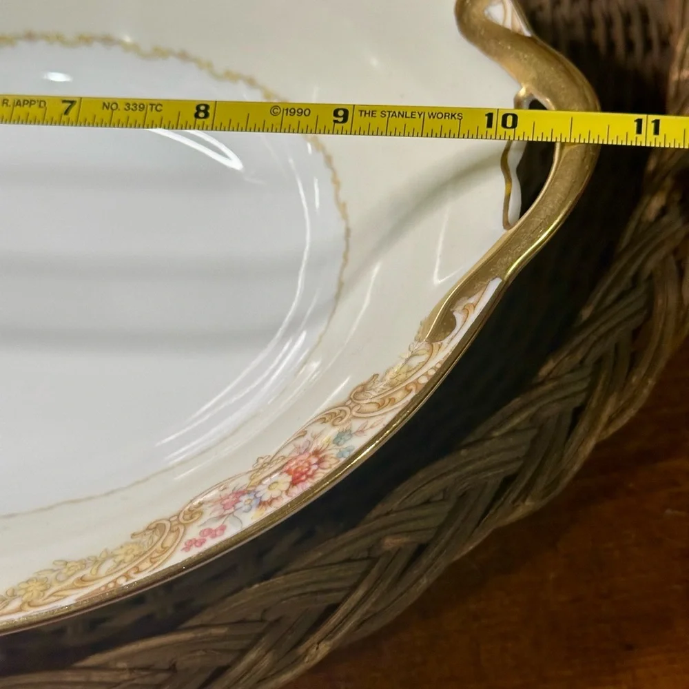 Vintage Noritake Trojan Handled Vegetable Bowl Gold Floral Japan Serving Dish